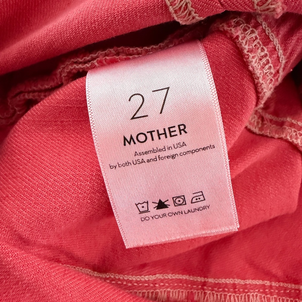Mother The Ruffle Mini Skirt Size 27 (4) Hot Coral Denim Boho Coastal Cowgirl - Picture 5 of 13
